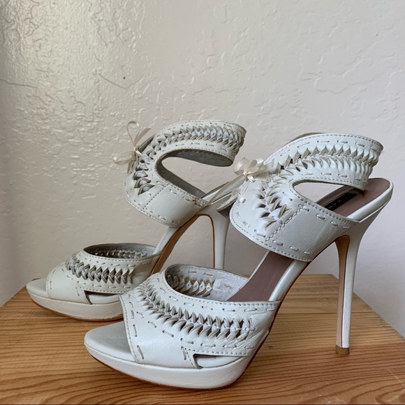 Zara Woven Lace-Up Ankle Strap Heels - Size 37 - Picture 3 of 13